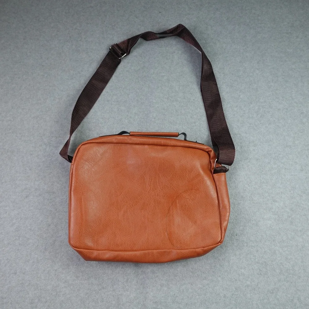 CarlKimu Messenger Bag Mens OS Brown Sport Casual Faux Leather Crossbody